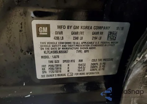 2020 Chevrolet Trax Ls from USA, damaged, VIN KL7CJKSB5LB055067